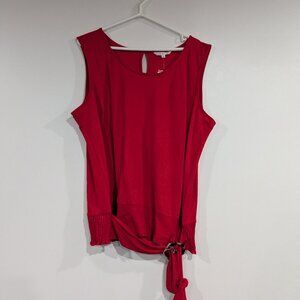 BNWT Cleo Sleeveless Blouse with Buckle Tie Red Size XXL